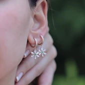 Zirkon Taşlı Çiçek Rose Gold Kaplama Gümüş Küpe thumbnail 2