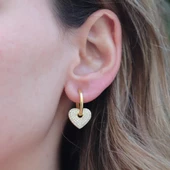 Zirkon Taşlı Gold Kaplama Kalp Gümüş Küpe thumbnail 1