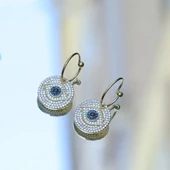 Apm Modeli Zirkon Taşlı Altın Kaplama Göz Gümüş Küpe thumbnail 2