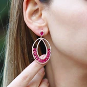 Pembe Zirkon Taşlı Glamore Rose Gold Kaplama Gümüş Küpe thumbnail 1