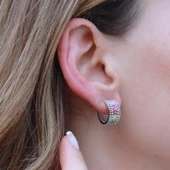 Renkli Baget Taşlı Gümüş Küpe thumbnail 3