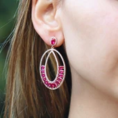 Pembe Zirkon Taşlı Glamore Rose Gold Kaplama Gümüş Küpe thumbnail 3