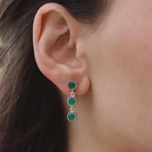 Kök Zümrüt Taşlı Otantik Gümüş Küpe thumbnail 1