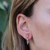 Renkli Zirkon Taşlı Güneş Modeli Gümüş Küpe thumbnail 3