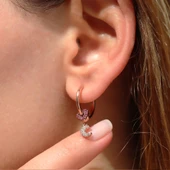 Zirkon Taşlı Ay Kalp Figürlü Rose Gold Kaplama Gümüş Küpe thumbnail 1