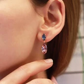 Swarovski Mavisi Mekik Model Rose Gold Kaplama Gümüş Küpe thumbnail 3