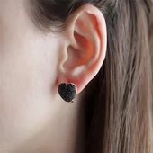 Siyah Zirkon Kalp Model 925 Ayar Gümüş Küpe thumbnail 1