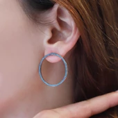 Yuvarlak Turkuaz Taşlı Rose Gold Kaplama Gümüş Küpe thumbnail 1