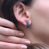 Nano Taşlı Rose Gold Kaplama 5 Sıra Tamtur Gümüş Küpe - 2