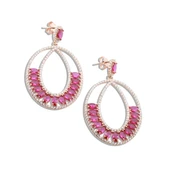 Pembe Zirkon Taşlı Glamore Rose Gold Kaplama Gümüş Küpe thumbnail 4