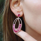 Pembe Zirkon Taşlı Glamore Rose Gold Kaplama Gümüş Küpe thumbnail 2