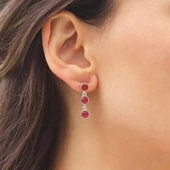 Kök Yakut Taşlı Su Yolu Otantik Gümüş Küpe - 1