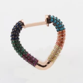 3 Boyutlu Renkli Zirkon Taşlı Kalp Gümüş Küpe thumbnail 2