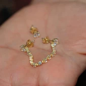 Zirkon Taşlı Gold Kaplama Zincir Küpe thumbnail 4