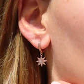 Zirkon Taşlı Kutup Yıldızı Rose Gold Kaplama Gümüş Küpe thumbnail 1