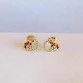 Zirkon Taşlı Gold Kaplama Mickey Mouse Çocuk Küpesi thumbnail 2