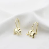 Zirkon Taşlı Fil Figürlü Gold Kaplama Gümüş Çocuk Küpesi thumbnail 1