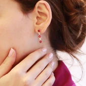 Kök Yakut Taşlı Su Yolu Otantik Gümüş Küpe - 5