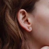 Starlıght Diamond Tek Taş Round Kesim Gold Kaplama Küpe thumbnail 2