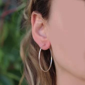 4,5 cm Gümüş Halka Küpe thumbnail 1