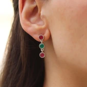 Turmalin Taşlı Su Yolu Otantik Gümüş Küpe thumbnail 1