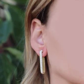 Zirkon Taşlı Gold Kaplama P Gümüş Küpe thumbnail 2