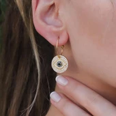 Apm Modeli Zirkon Taşlı Altın Kaplama Göz Gümüş Küpe thumbnail 3