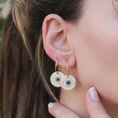 Apm Modeli Zirkon Taşlı Altın Kaplama Göz Gümüş Küpe thumbnail 1