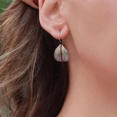 Üçgen Model Otantik EL İşi Rose Gold Çizgili Gümüş Küpe thumbnail 2