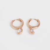 Zirkon Tek Taş Rose Gold Kaplama Gümüş Küpe thumbnail 3