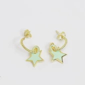 Mine İşli Gold Kaplama Yıldız Gümüş Küpe thumbnail 3