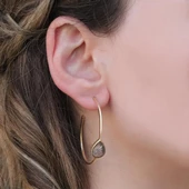 İğneli Rutil Kuvars Taşlı Gold Kaplama Halka Gümüş Küpe thumbnail 1