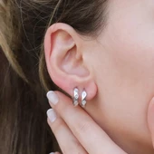 Crtr Modeli Gümüş Halka Küpe thumbnail 3