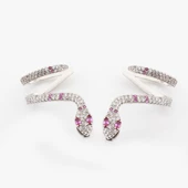 Kulağı Saran Pembe Taş Detaylı Gümüş Kıkırdak Yılan Küpe thumbnail 2