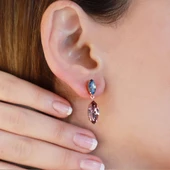 Swarovski Mavisi Mekik Model Rose Gold Kaplama Gümüş Küpe thumbnail 4