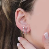 Tek Taş Salyangoz Gümüş Küpe thumbnail 1