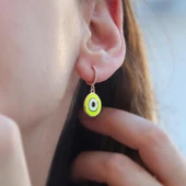 Mine İşli Neon Sarı Rose Gold Kaplama Gümüş Küpe thumbnail 1