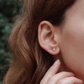 Starlıght Diamond Tek Taş Round Kesim Gold Kaplama Küpe thumbnail 1