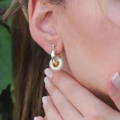 Tiff Model Gold Kaplama 925 Ayar Gümüş Küpe thumbnail 2