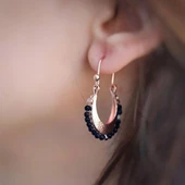 Onix Taşlı Otantik Rose Gold Kaplama Gümüş Küpe thumbnail 3