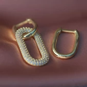 Apm Monaco Modeli Beyaz Zirkon Taşlı Gold Kaplama Gümüş Küpe thumbnail 1