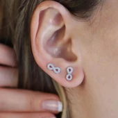 Zirkon Taşlı Sonsuzluk Gümüş Küpe thumbnail 1