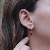 Damla Modeli Lal Taşlı 925 Ayar Gümüş Küpe thumbnail 1