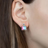 Turmalin Taşlı Gold Kaplama Gümüş Küpe thumbnail 1