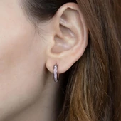 2 Sıra Pembe Taşlı Halka Küpe thumbnail 1