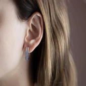 Baget Taşlı Gümüş Yarım Halka Küpe thumbnail 2