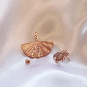 Arı Rose Gold Kaplama Gümüş Küpe thumbnail 3