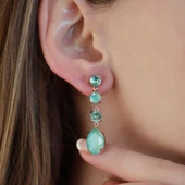 Sallantı Swarovski Taşlı Rose Gold Kaplama Gümüş Küpe thumbnail 1