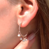 Dorika Model Rose Gold Kaplama İnci Gümüş Küpe thumbnail 3