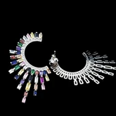 Renkli Zirkon Taşlı Güneş Tasarım Gümüş Küpe thumbnail 3